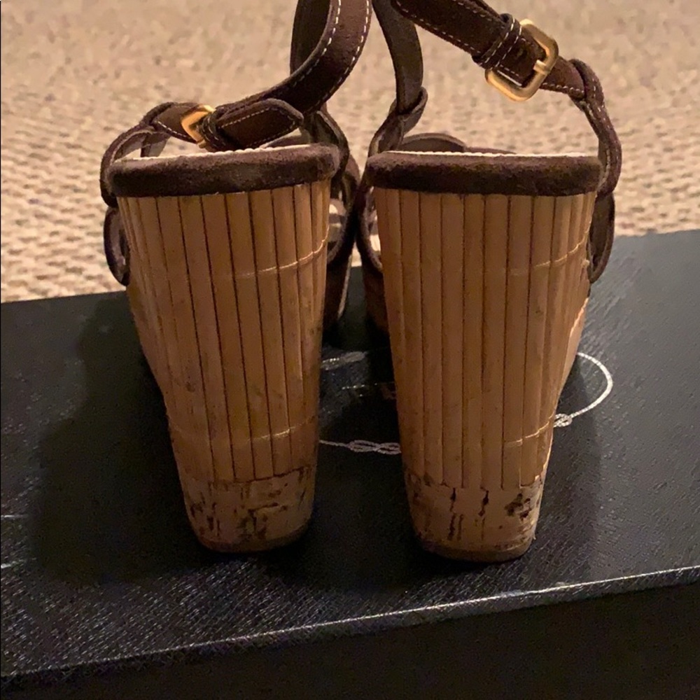 Ladies Prada brown suede wedges. - Picture 3 of 6